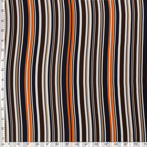 Viscose Poplin fabric Stripes Navy