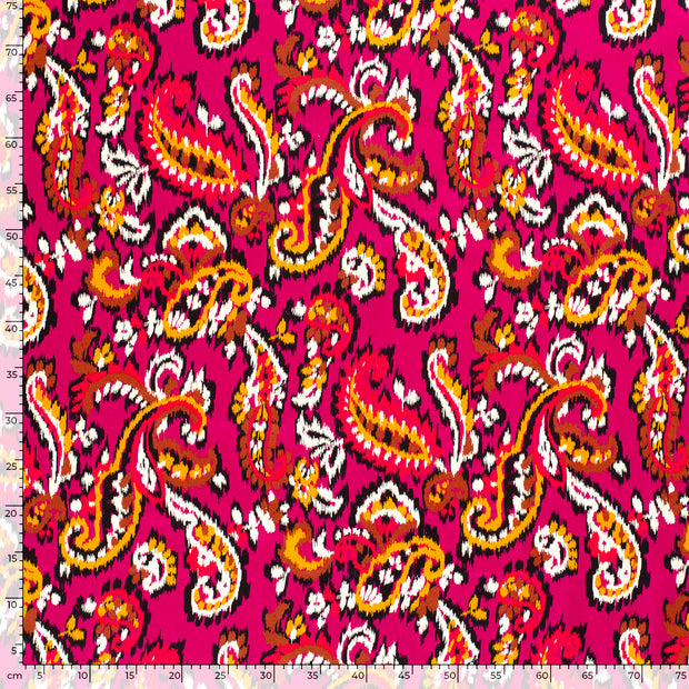 Cotton Satin fabric Abstract Fuchsia