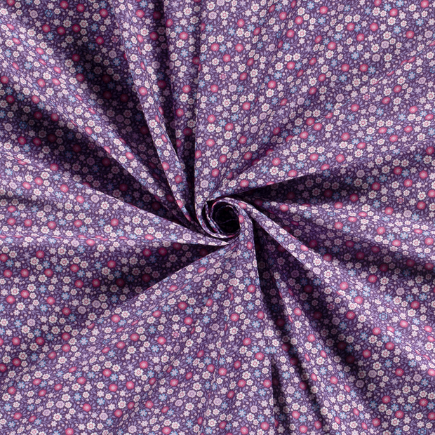 Cotton Poplin fabric Purple printed 