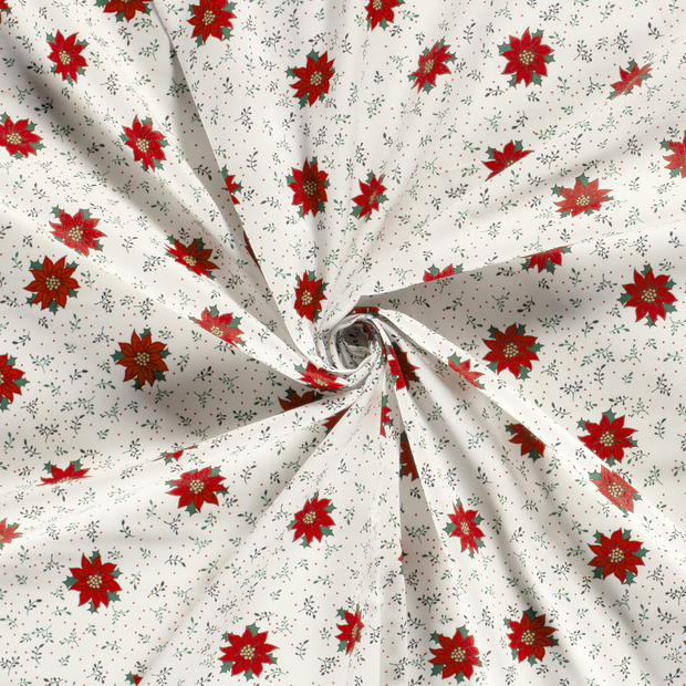 Cotton Poplin fabric Off White printed 