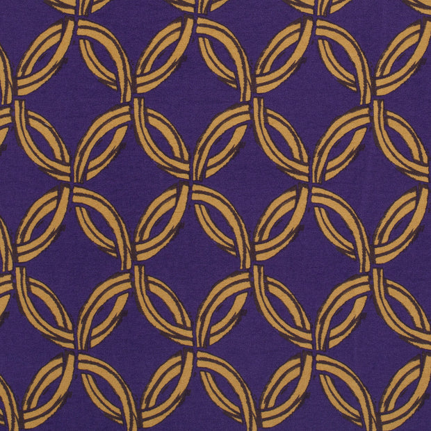 Viscose Nylon Crepe fabric Circles Purple