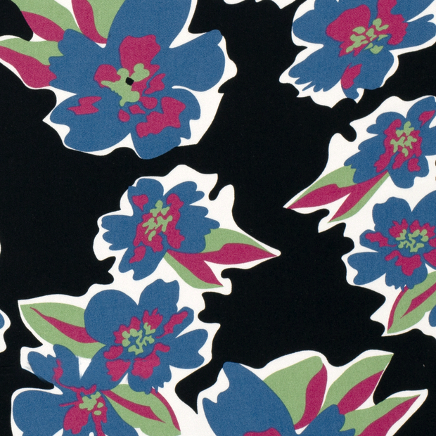 Viscose Twill fabric Abstract Black
