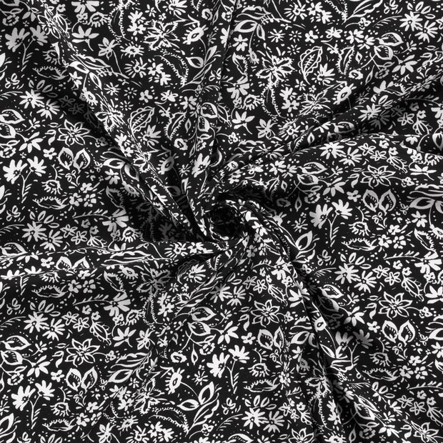 Viscose Twill fabric Black printed 