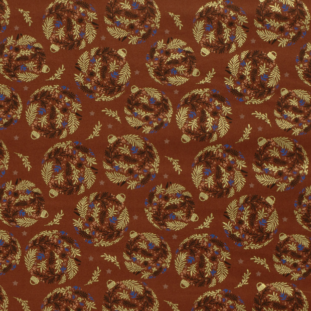 Cotton Poplin fabric Christmas Brique