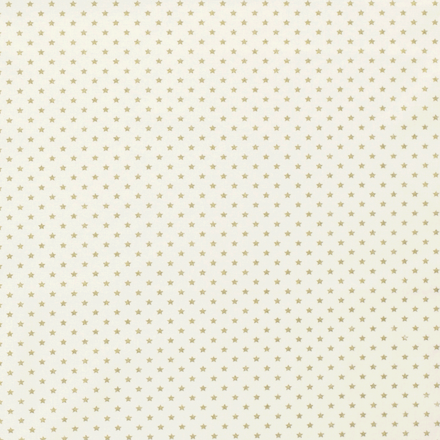 Cotton Poplin fabric Christmas stars Off White
