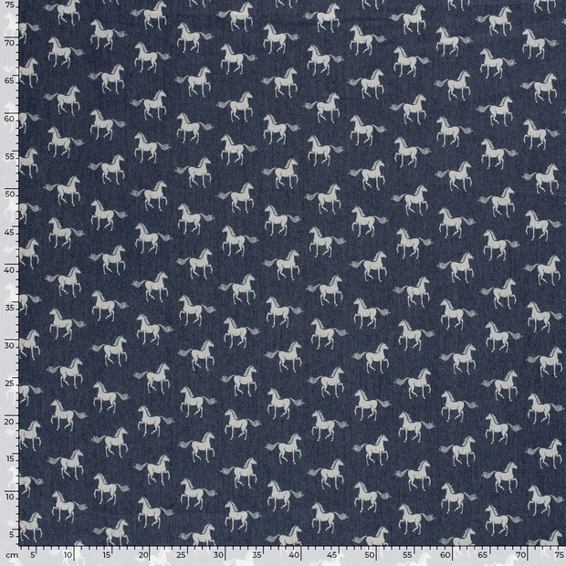 Denim fabric Animals Navy
