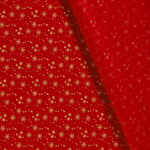 Cotton Poplin fabric Christmas stars printed and foil 