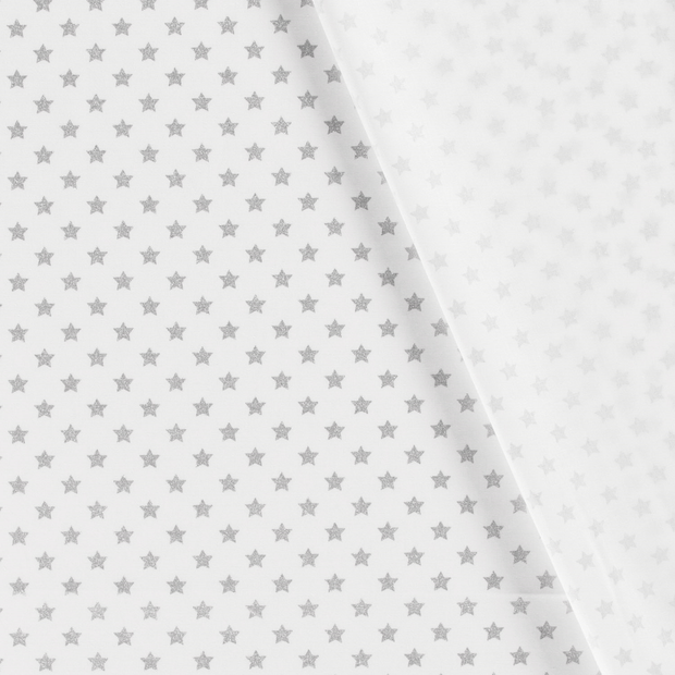 Cotton Poplin fabric Christmas stars printed and foil 