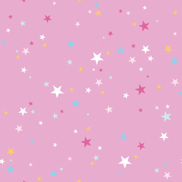 Cotton Poplin fabric Stars Pink