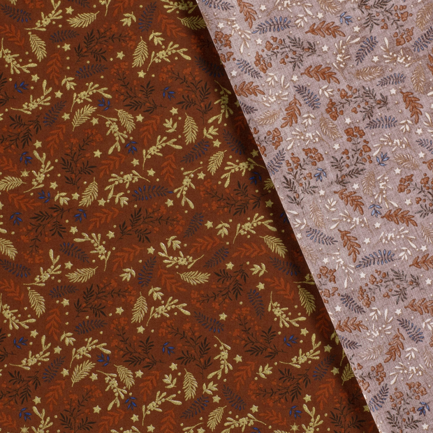 Cotton Poplin fabric Christmas printed and foil 