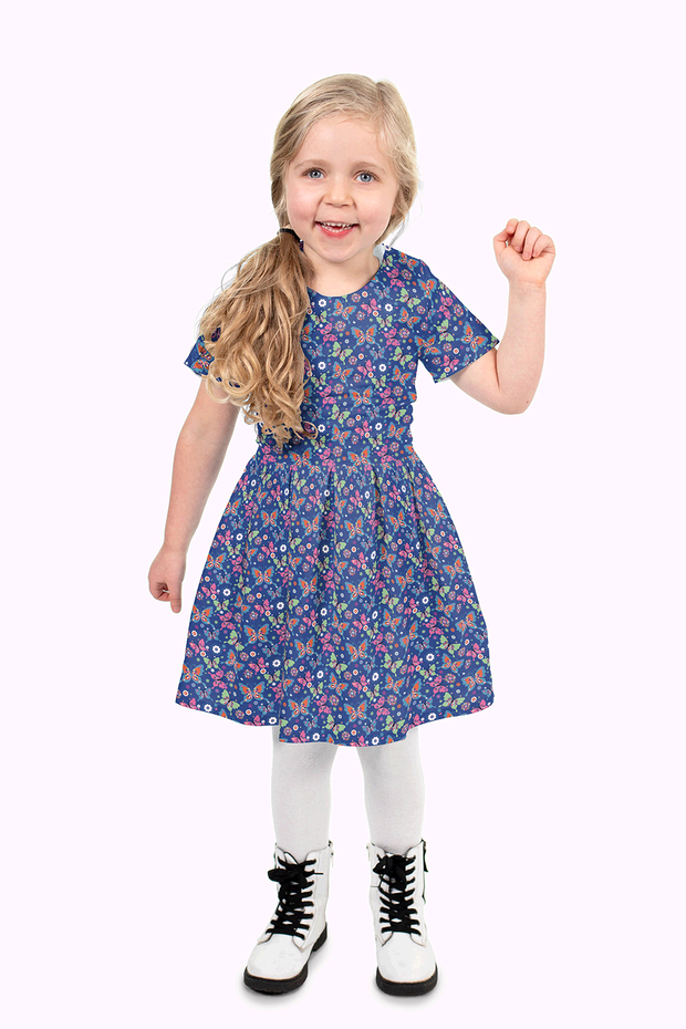 Cotton Poplin fabric Animals Cobalt