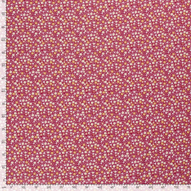 Cotton Poplin fabric Millefleurs Wine red