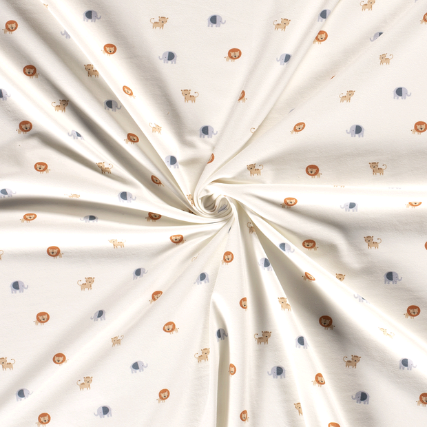 Cotton Jersey fabric Off White printed 