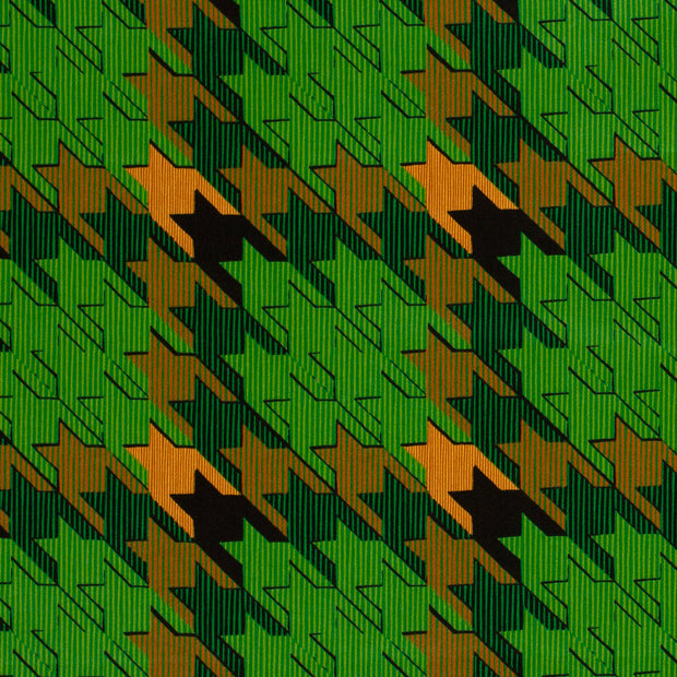 Cotton Satin fabric Pied de poule Green