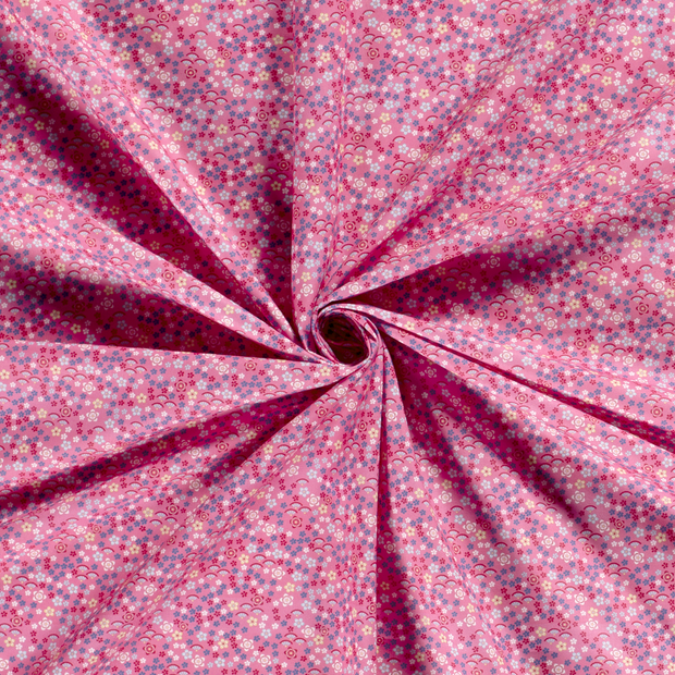 Cotton Poplin fabric Pink printed 