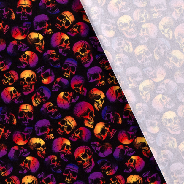 Polyester Jersey fabric Skulls printed and foil 