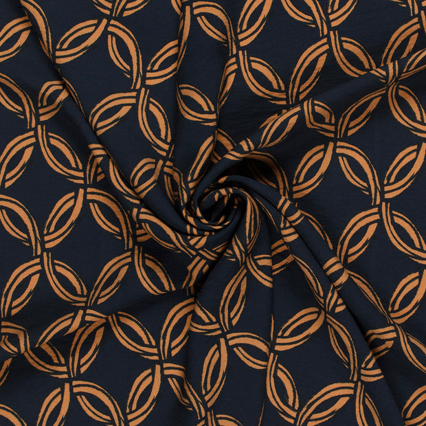 Viscose Nylon Crepe fabric Navy printed 