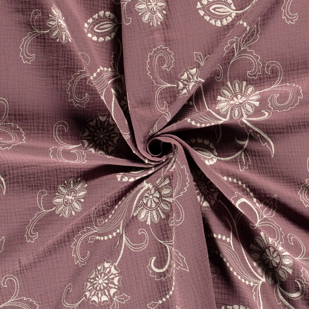 Muslin fabric Pink embroidered 