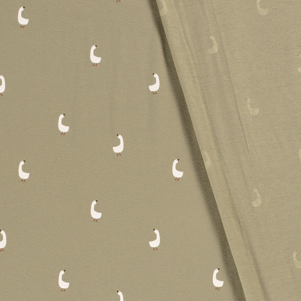 Jersey fabric Swans printed 