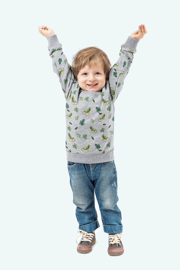 Jogging fabric Leaves Grey