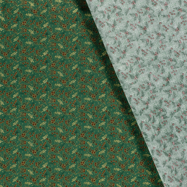 Cotton Poplin fabric Christmas trees printed and foil 