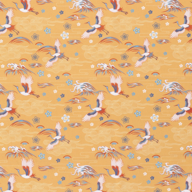 Cotton Poplin fabric Animals Orange