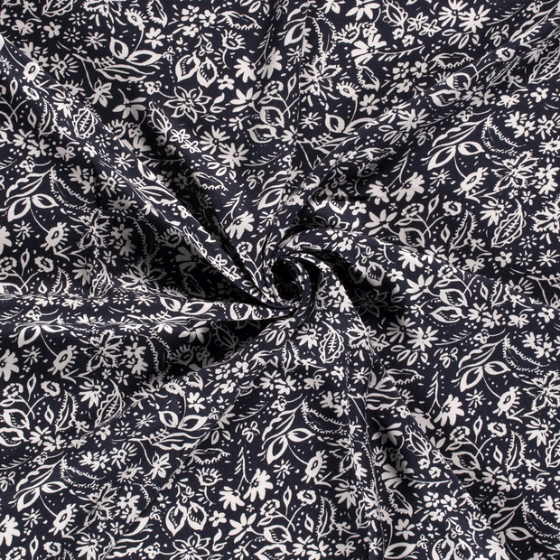 Viscose Twill fabric Navy printed 
