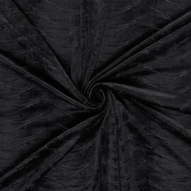 Velours tissu Noir gaufré 