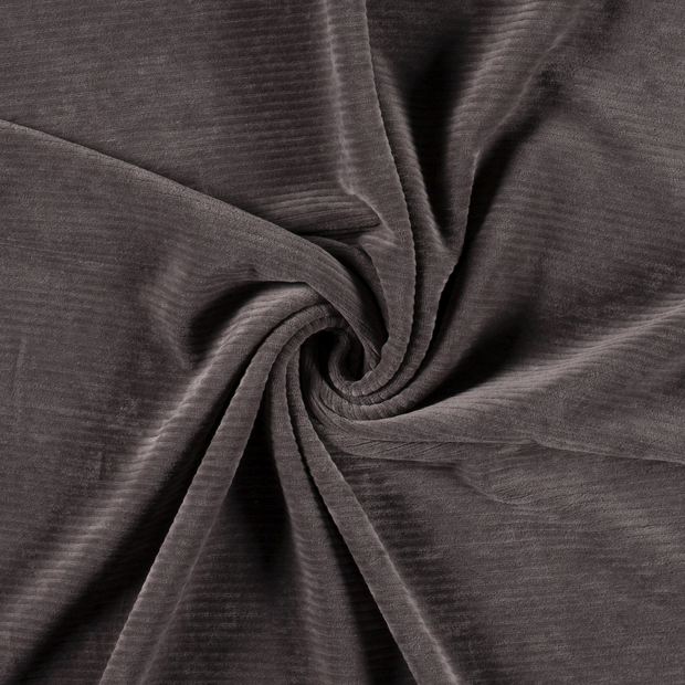 Nicky Velours Rib fabric Unicolour Brown Taupe