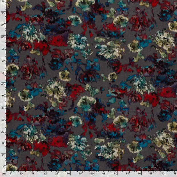 Poly Viscose Jersey fabric Abstract Dark Grey