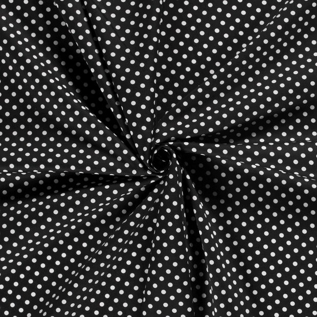 Popeline de Coton tissu Noir imprimé 