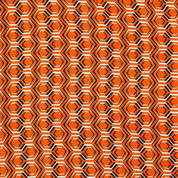 Viscose Satijn stof Abstract Oranje
