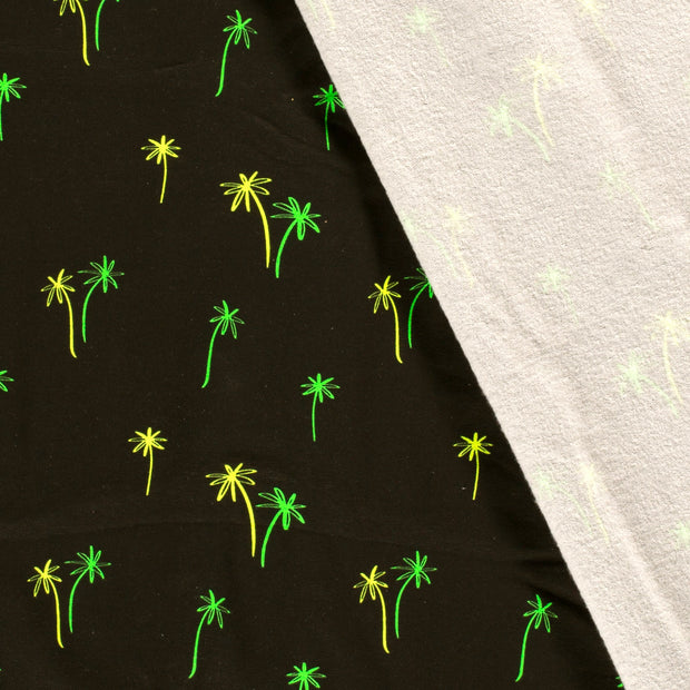 French Terry fabric Palmtrees brushed neon printed 