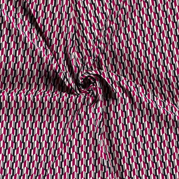 Woven Viscose Stretch fabric Fuchsia printed 