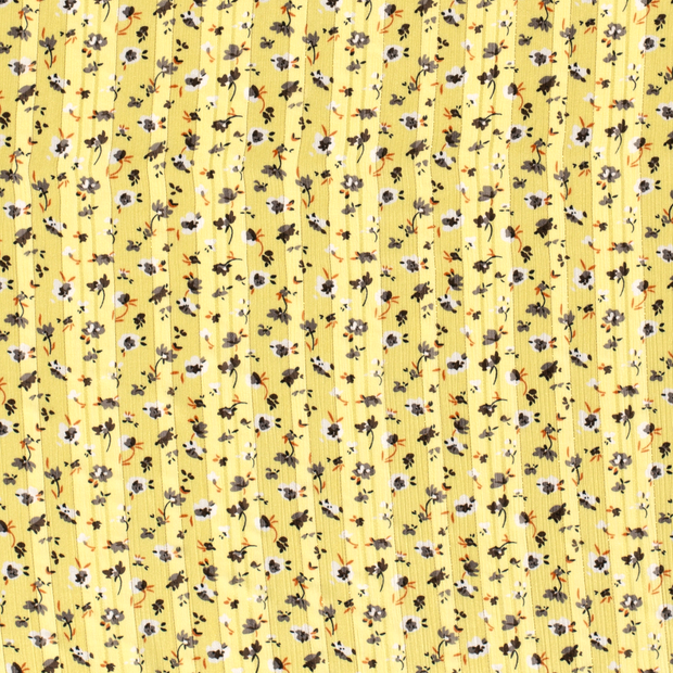 Chiffon Damast fabric Flowers Yellow