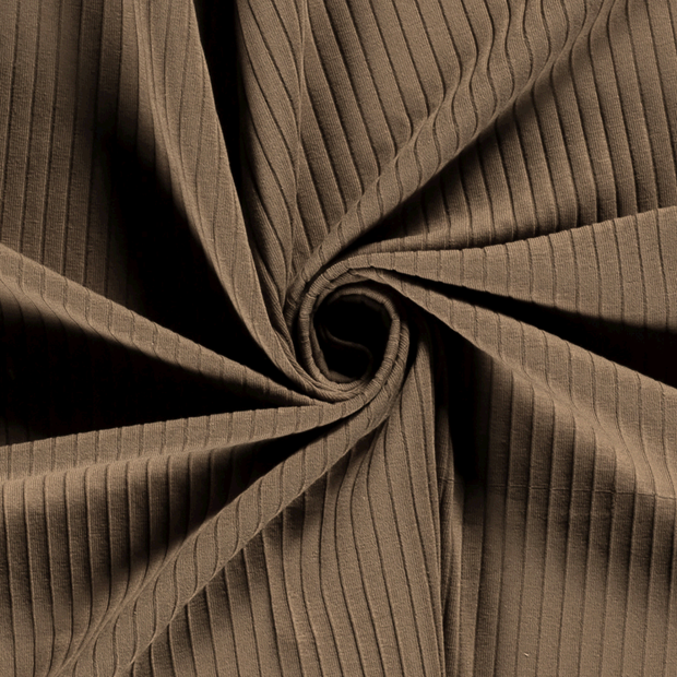 Rib Jersey fabric Unicolour Brown Taupe