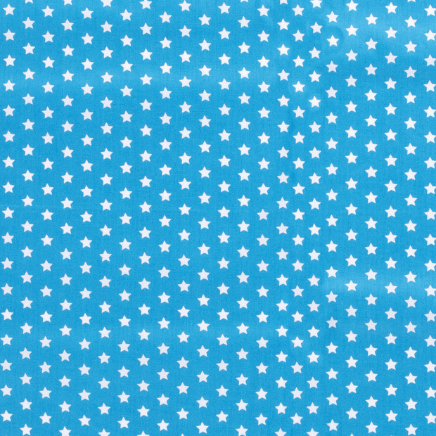 Popeline de Coton tissu étoiles Bleu Ciel