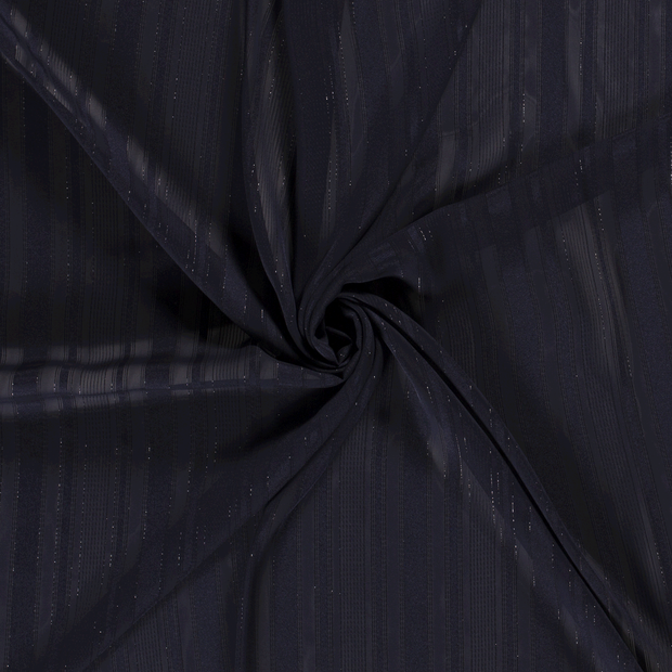 Chiffon Damast fabric Navy Lurex 