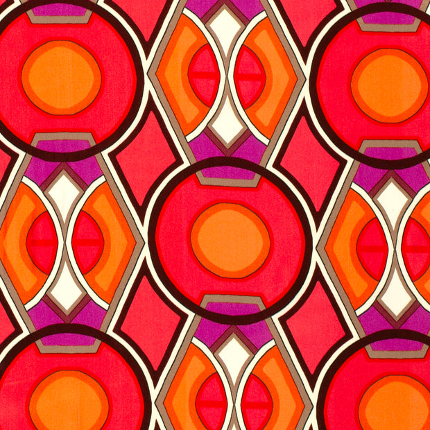 Viscose Satin fabric Abstract Orange