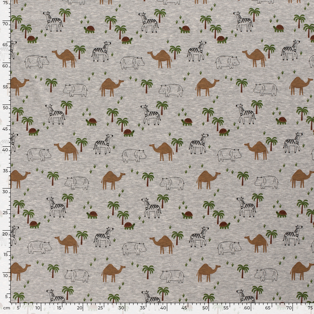Alphen Fleece fabric Animals Middle Grey