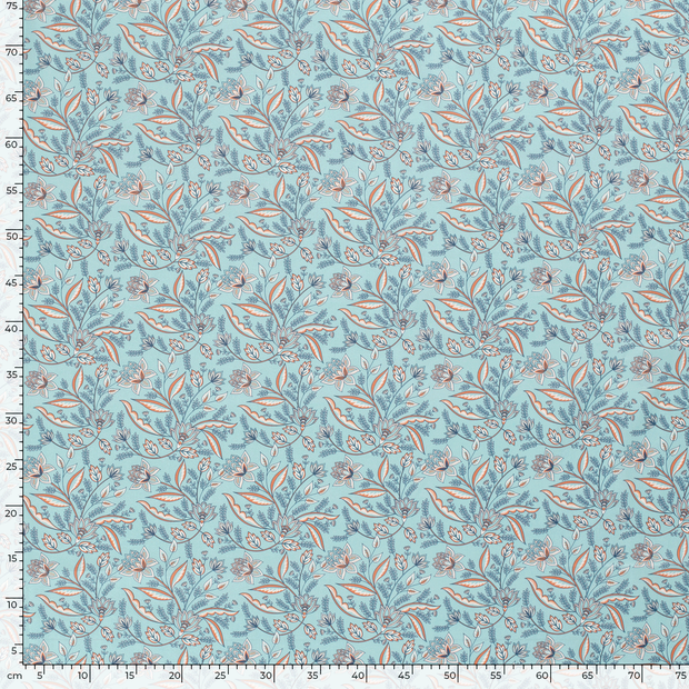 Cotton Poplin fabric Millefleurs Mint