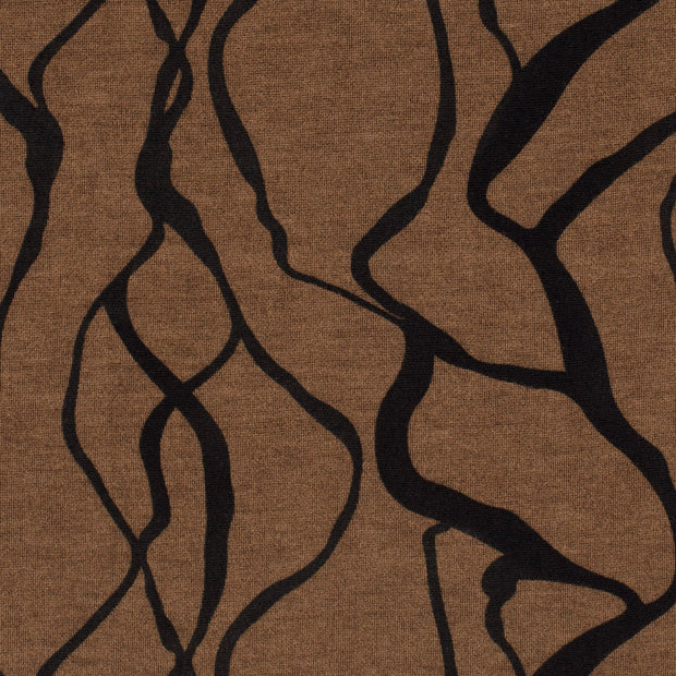 Poly Viscose Jersey fabric Abstract Camel