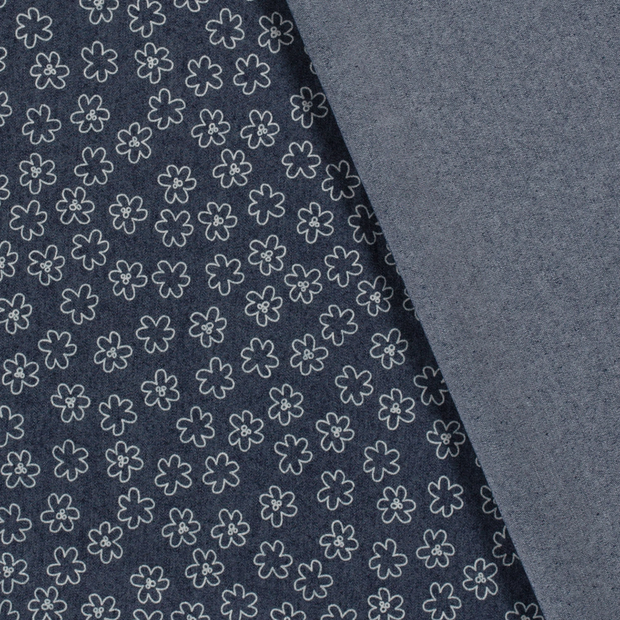 Denim fabric Flowers printed 