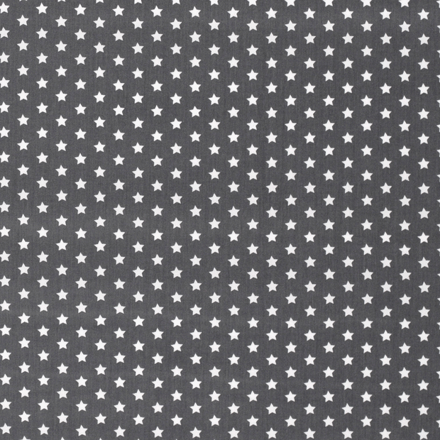 Cotton Poplin fabric Stars Grey