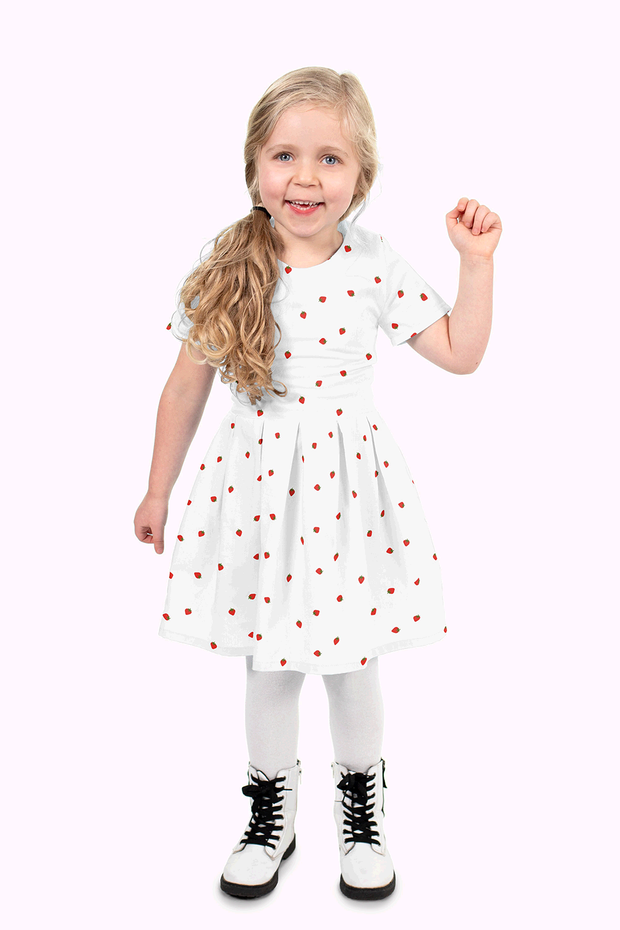 Cotton Poplin fabric Fruits Optical White