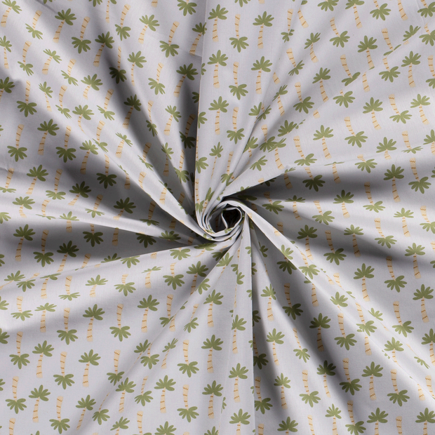 Cotton Poplin fabric Light Grey printed 