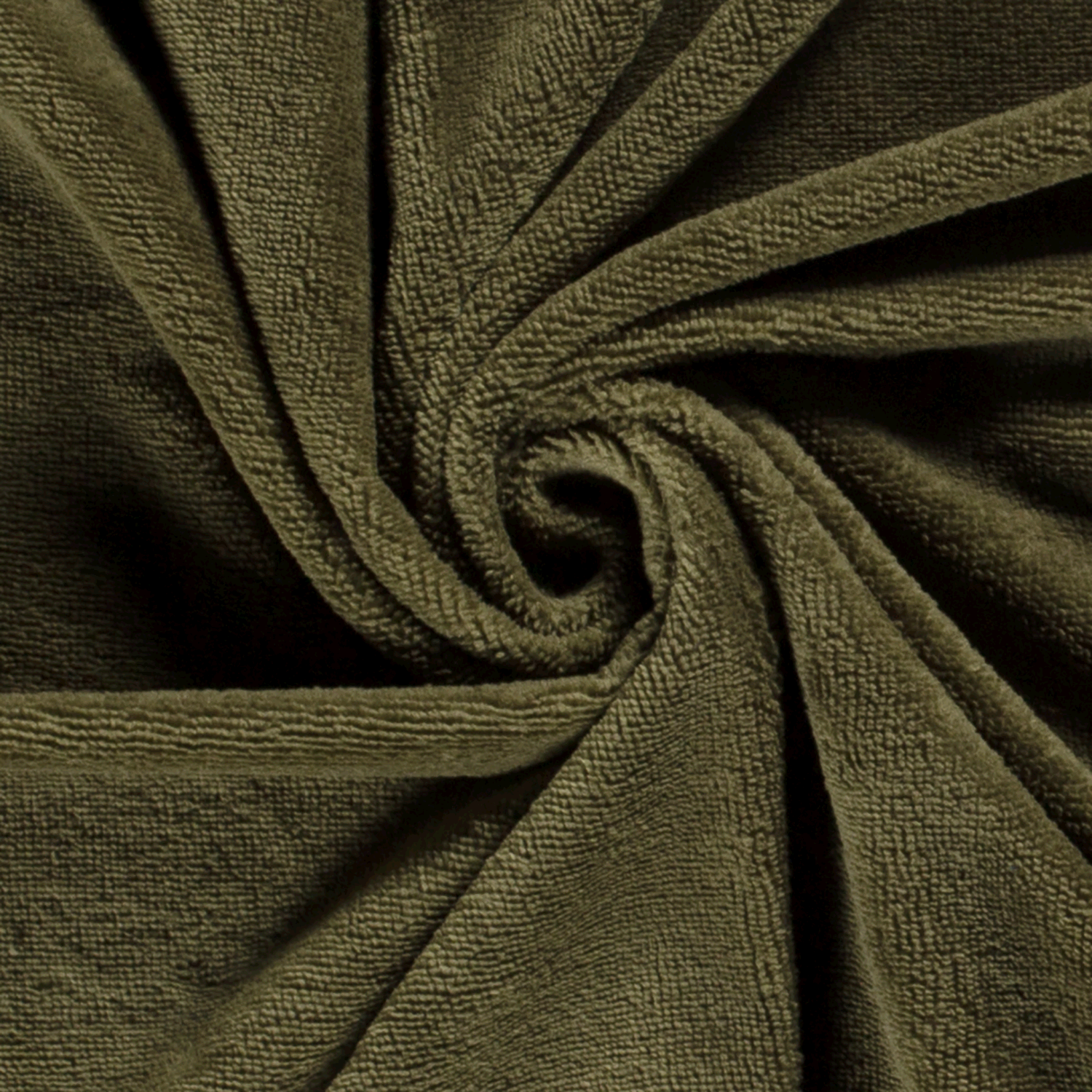 Bambus Fleece Stoff Uni Khaki-Grün | Stoff Großhandel
