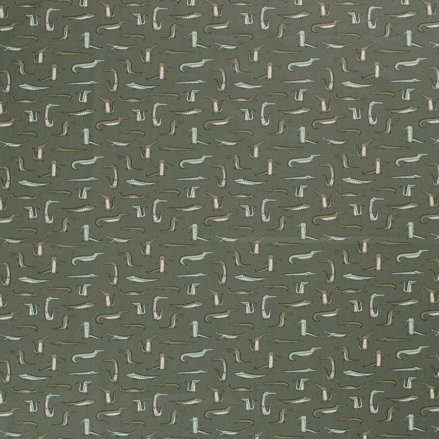 Cotton Poplin fabric Khaki Green matte 