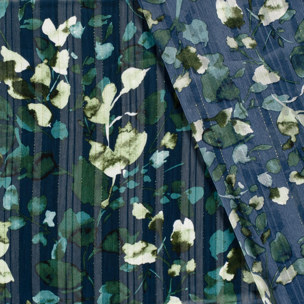 Chiffon tissu fleurs lurex imprimé 