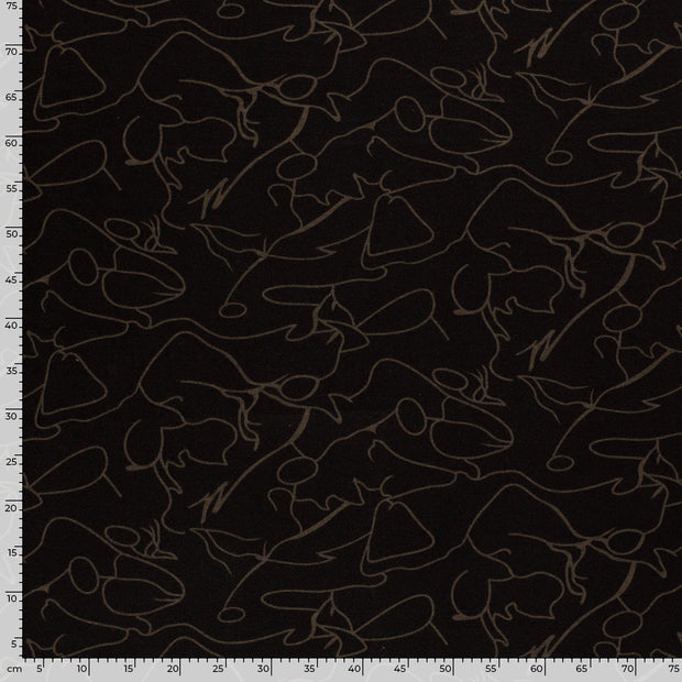 Poly Viscose Jersey fabric Abstract Taupe Grey